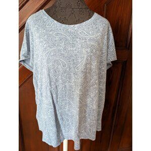 Gap Womens Blue Paisley Print Short Sleeve Top With Pocket XXL Casual